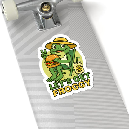 Lets Get Froggy Sticker | Funny Frog Burger BBQ Waterproof Vinyl Decal