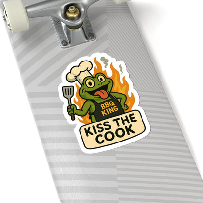 Kiss The Cook Frog BBQ Sticker | Waterproof Grill Vinyl Decal