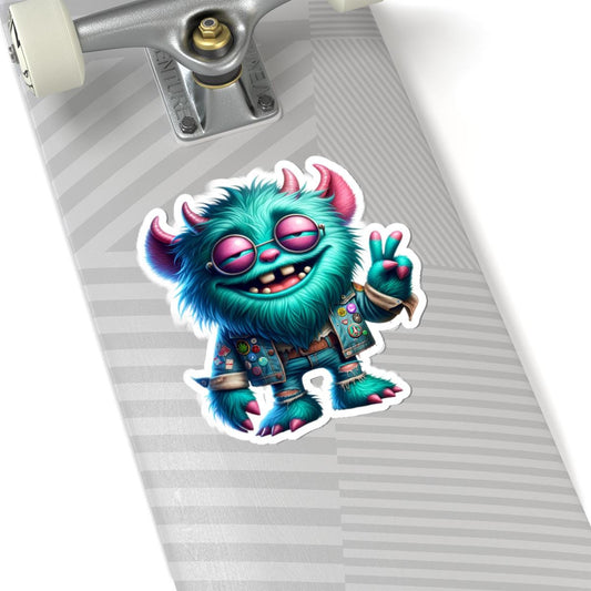 Furry Monster Sticker: Retro Hippie Peace Sign Vinyl Decal