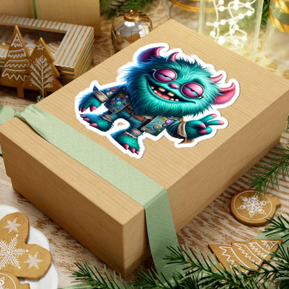 Furry Monster Sticker: Retro Hippie Peace Sign Vinyl Decal