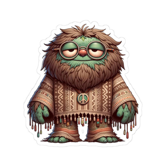 Hippie Peace Monster Sticker: Retro Boho Character Art