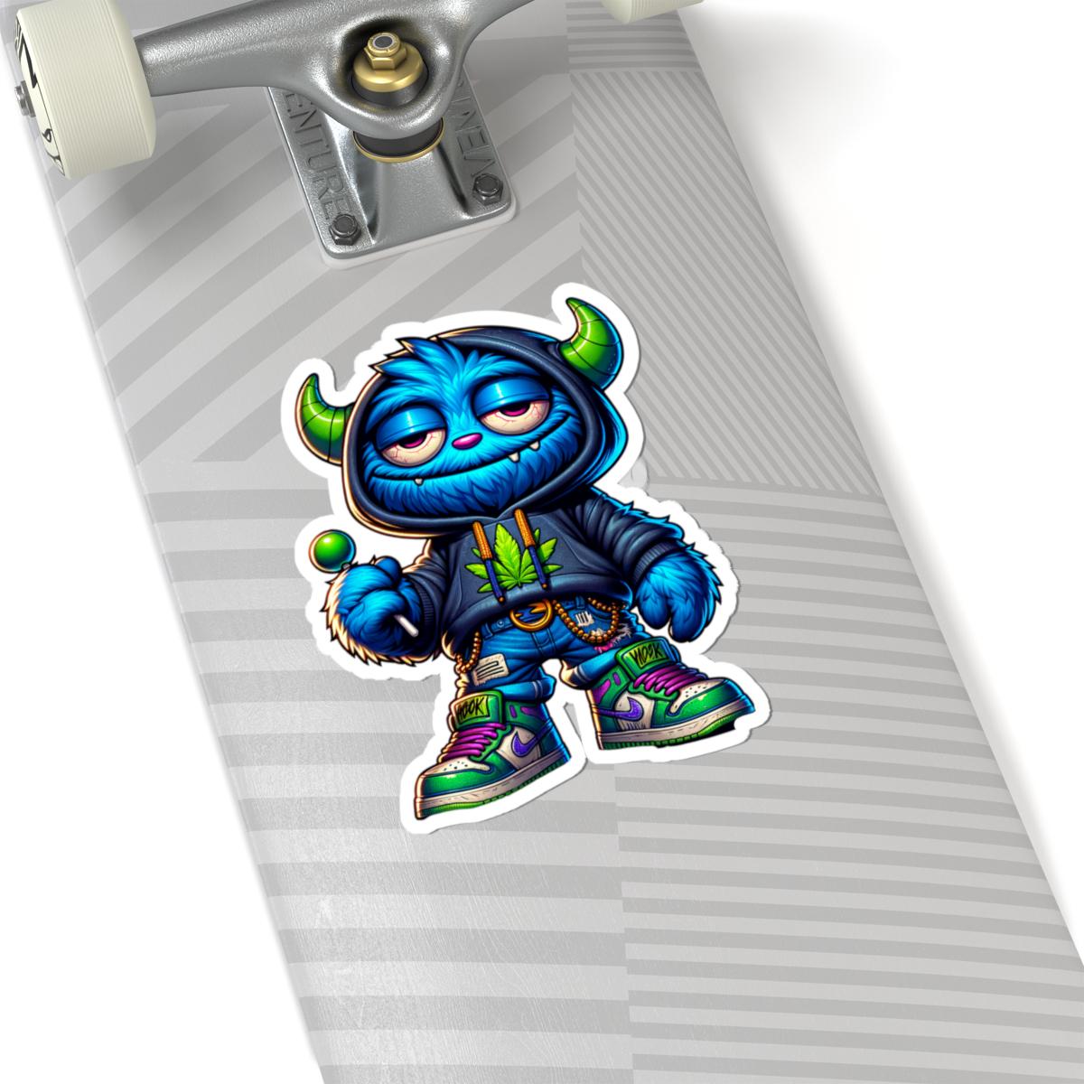 Blue Monster Lollipop Hoodie Sticker: Streetwear Vinyl Decal