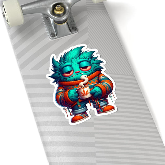 Blue Monster Coffee Sticker: Cozy Sweater Weather Vinyl Decal