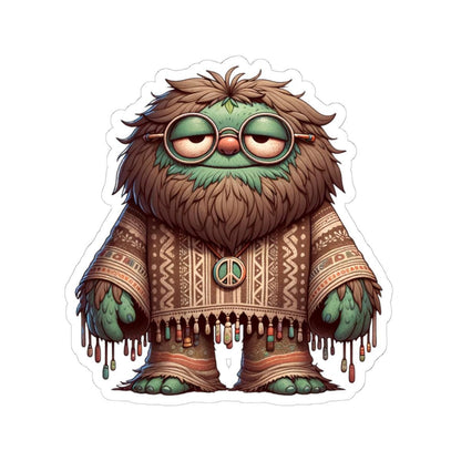 Hippie Peace Monster Sticker: Retro Boho Character Art