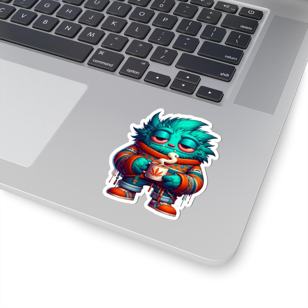 Blue Monster Coffee Sticker: Cozy Sweater Weather Vinyl Decal