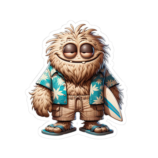 Hawaiian Surfer Monster Sticker: Beach Vibes Art - Laptop, Water Bottle