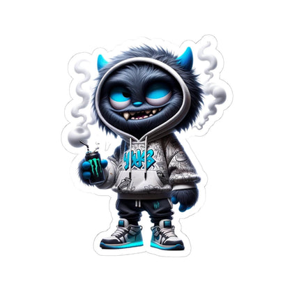 Blue Monster Graffiti Sticker: Urban Streetwear Art