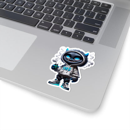 Blue Monster Graffiti Sticker: Urban Streetwear Art