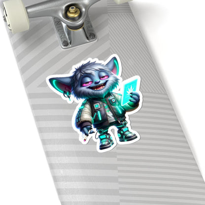 Cyberpunk Monster Sticker: Neon Tech Art for Laptop, Water Bottle