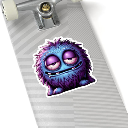ColorFlow | Fuzzy Blue and Purple Monster Kiss Cut Sticker Cute Character Art for Laptops Water Bottles Journals and More