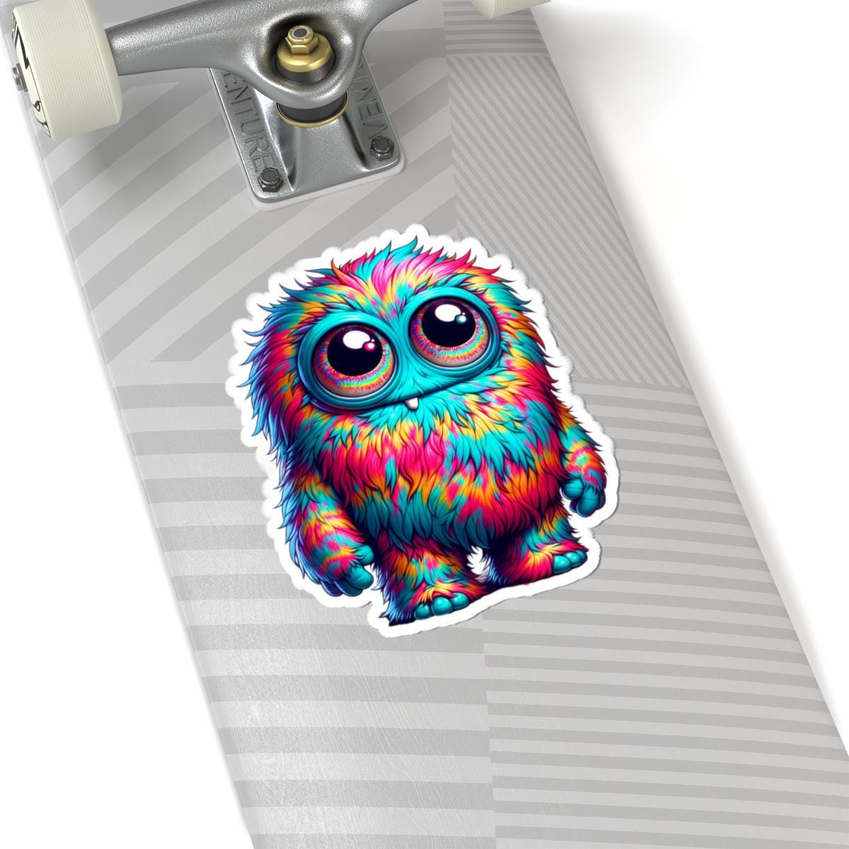 Rainbow Monster Kiss-Cut Sticker: Colorful Kawaii Art