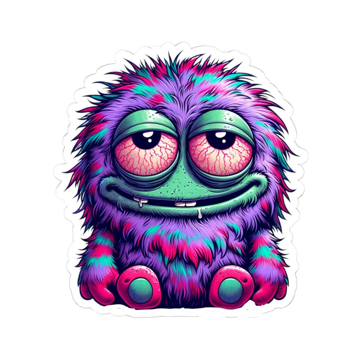 Neon Green Monster Sticker: Waterproof Vinyl Decal for Laptop, Water Bottle