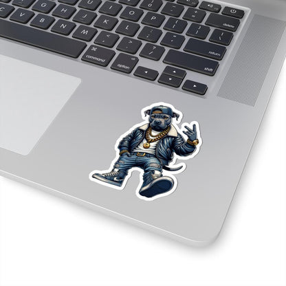 Hip-Hop Dog Sticker: Urban Streetwear Art - Waterproof Vinyl
