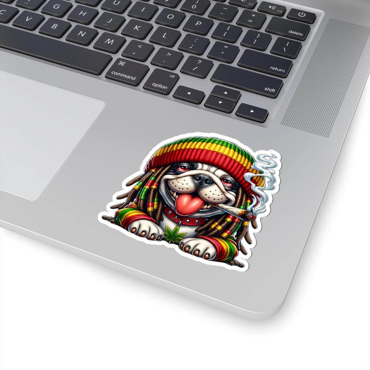 Rasta Bulldog Vinyl Sticker: Reggae Dog Art Decal - Waterproof