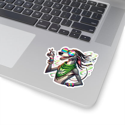 Rasta Greyhound Vinyl Sticker: Reggae Dog Art Decal - Waterproof