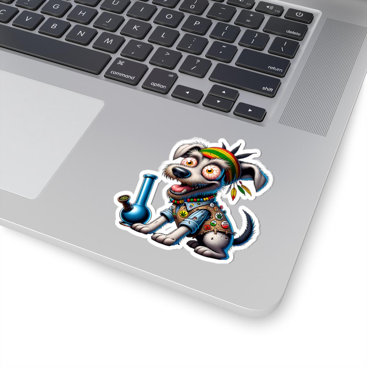 ColorFlow Rasta Terrier Bong Glossy Vinyl Sticker | Kiss Cut or Die Cut | Waterproof Weed Dog Reggae Cannabis Decal for Laptops Cars