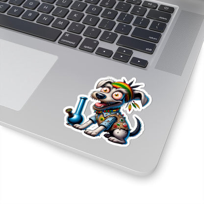 ColorFlow Rasta Terrier Bong Glossy Vinyl Sticker | Kiss Cut or Die Cut | Waterproof Weed Dog Reggae Cannabis Decal for Laptops Cars