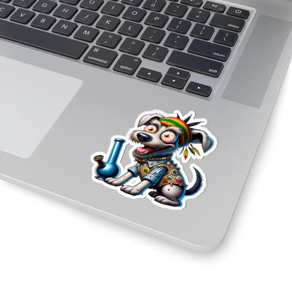 ColorFlow Rasta Terrier Bong Glossy Vinyl Sticker | Kiss Cut or Die Cut | Waterproof Weed Dog Reggae Cannabis Decal for Laptops Cars