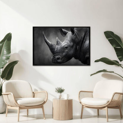 Rhinoceros Wooden Jigsaw Puzzle: Monochrome Wildlife Art