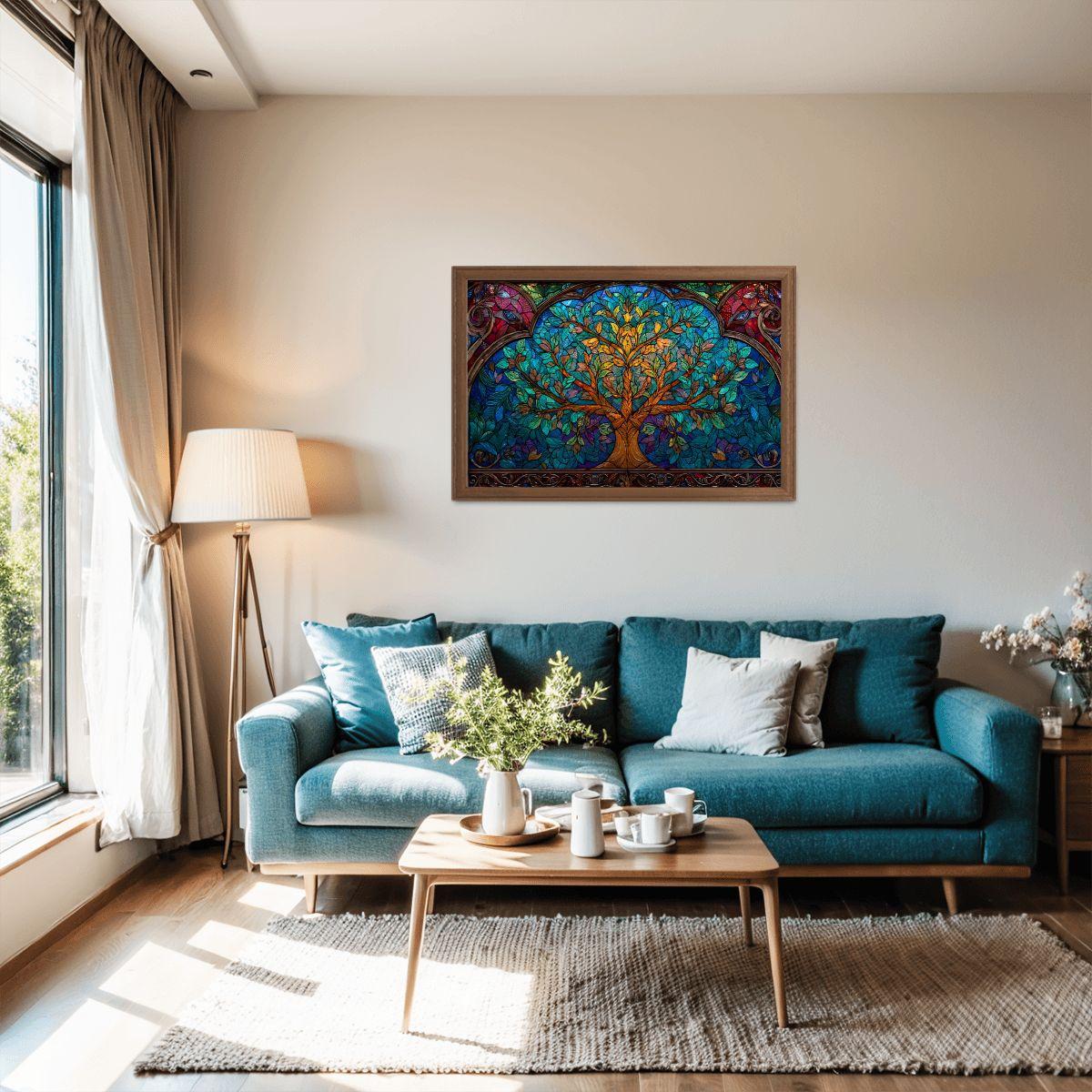 Tree of Life Stained Glass Jigsaw Puzzle: Spiritual Nature Art