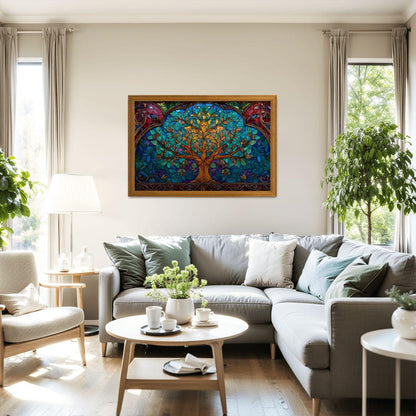 Tree of Life Stained Glass Jigsaw Puzzle: Spiritual Nature Art
