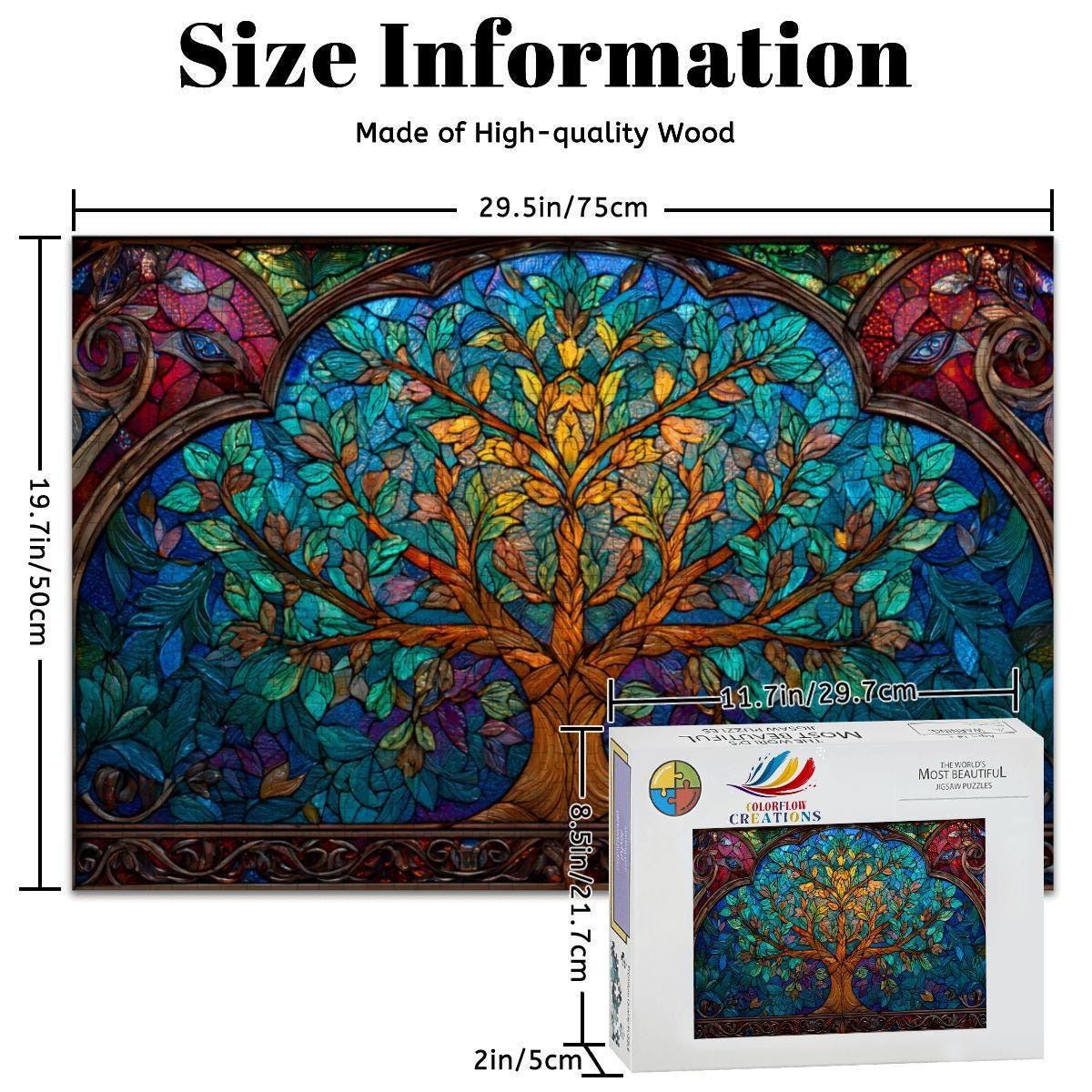 Tree of Life Stained Glass Jigsaw Puzzle: Spiritual Nature Art