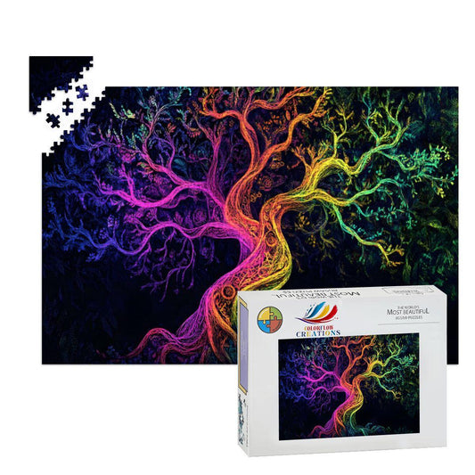 Rainbow Tree of Life Wooden Jigsaw Puzzle: Mystical Art