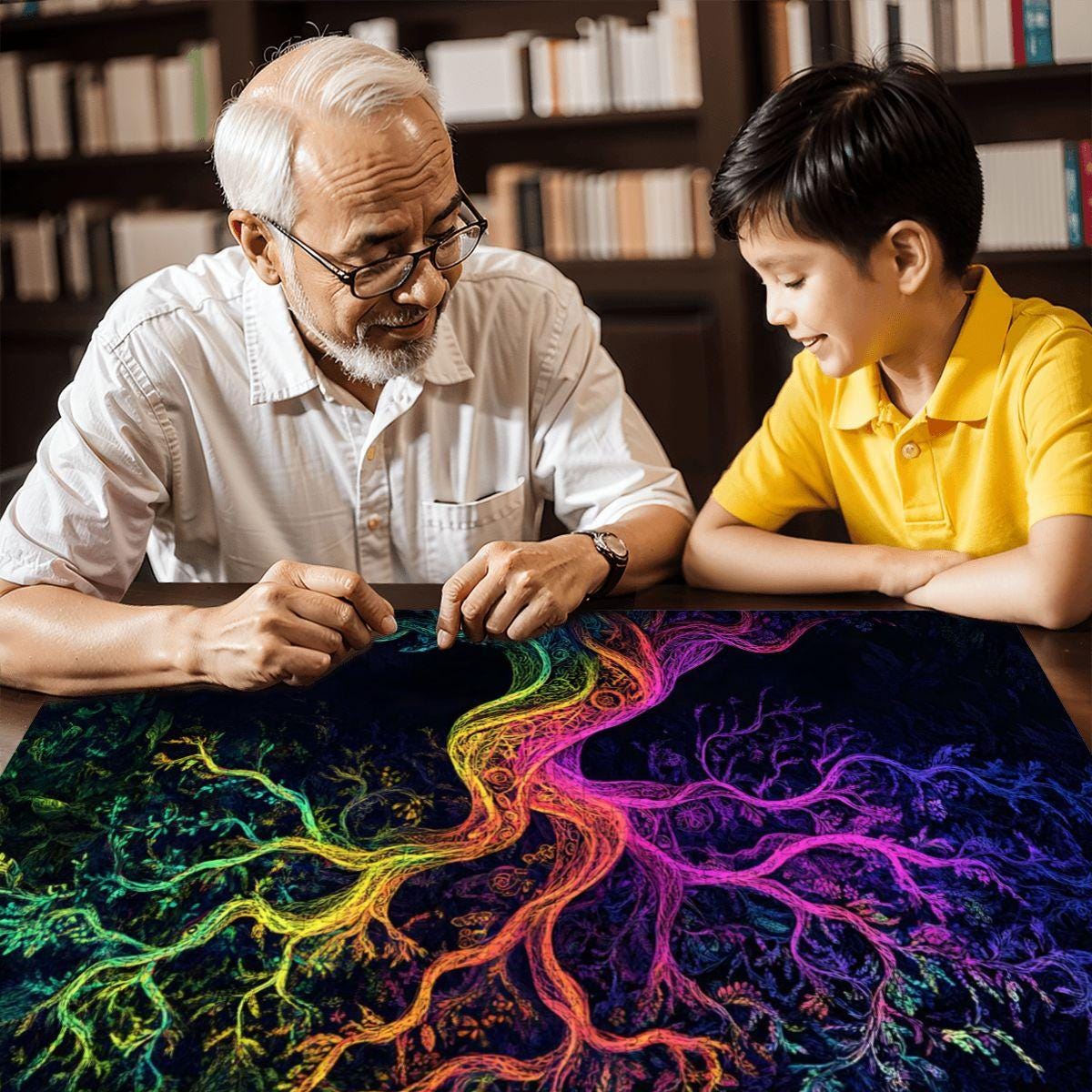 Rainbow Tree of Life Wooden Jigsaw Puzzle: Mystical Art