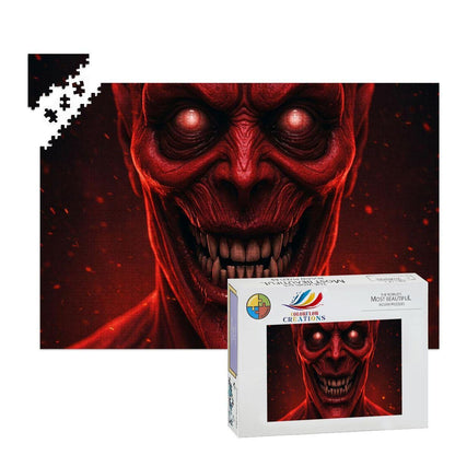 ColorFlow | Creepy Demon Puzzle in Fiery Horror Style | Scary Art Jigsaw for Adults | Haunted Gothic Wooden Jigsaw Puzzle
