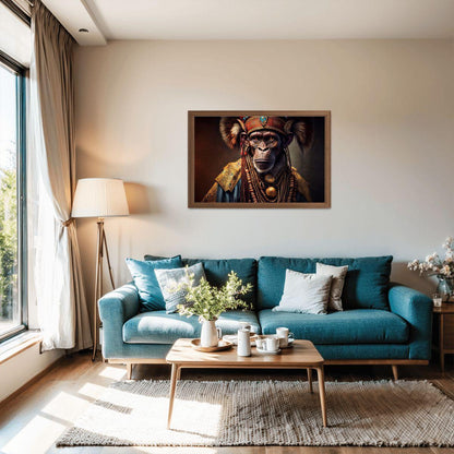 Tribal Gorilla Wooden Jigsaw Puzzle: Ornate Headdress, Basswood, Royal Primate