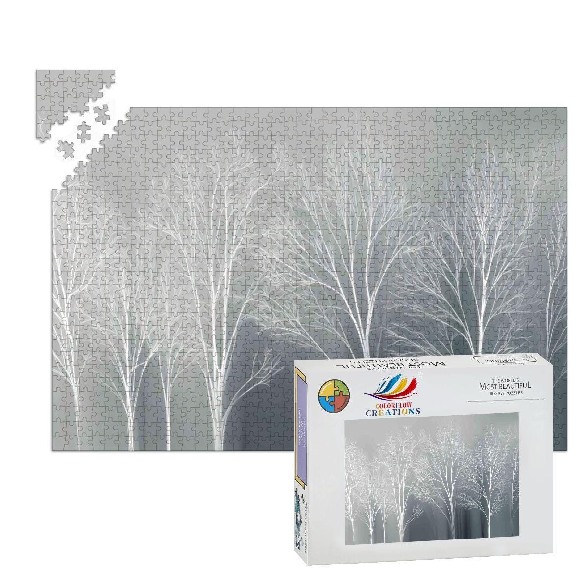 Winter Forest Jigsaw Puzzle: Monochrome Scandinavian Decor