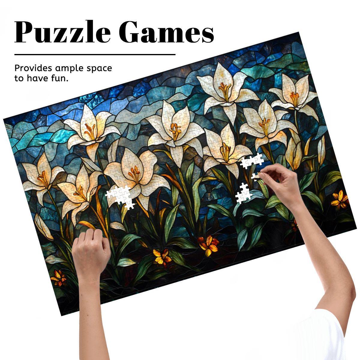 Stained Glass Lily Puzzle: Elegant Floral Jigsaw Puzzle