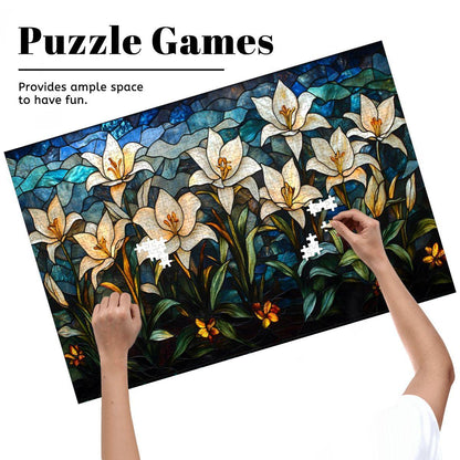 Stained Glass Lily Puzzle: Elegant Floral Jigsaw Puzzle