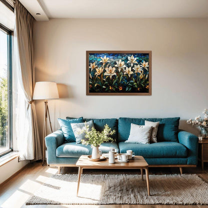 Stained Glass Lily Puzzle: Elegant Floral Jigsaw Puzzle