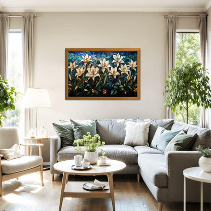 Stained Glass Lily Puzzle: Elegant Floral Jigsaw Puzzle
