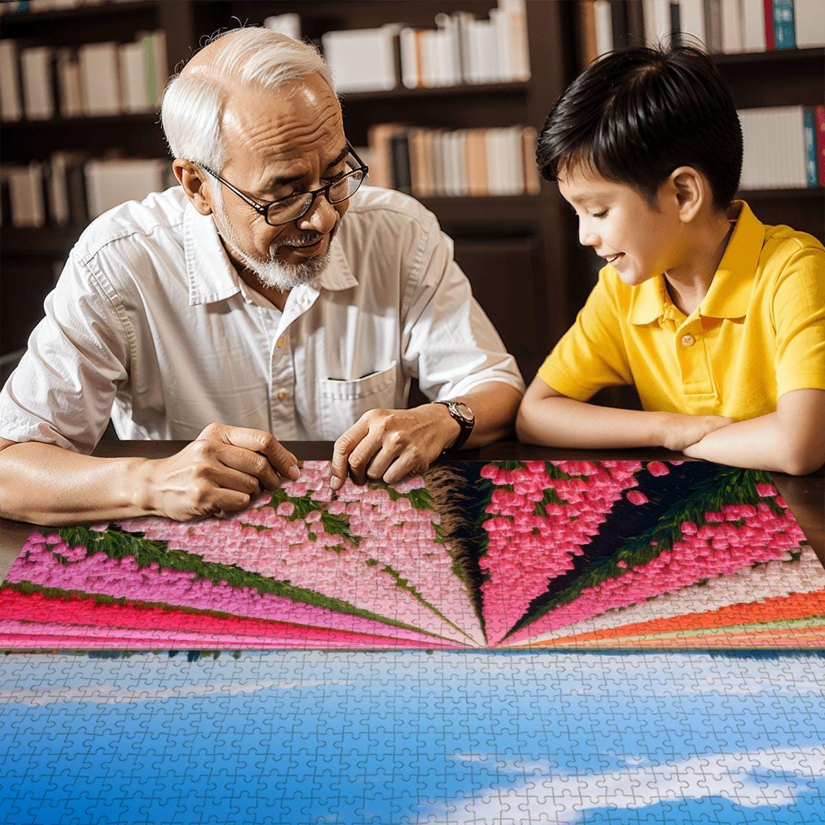 ColorFlow | Tulip Field Puzzle | Bright Floral Landscape Jigsaw | Spring Meadow Art Puzzle | Colorful Garden Puzzle