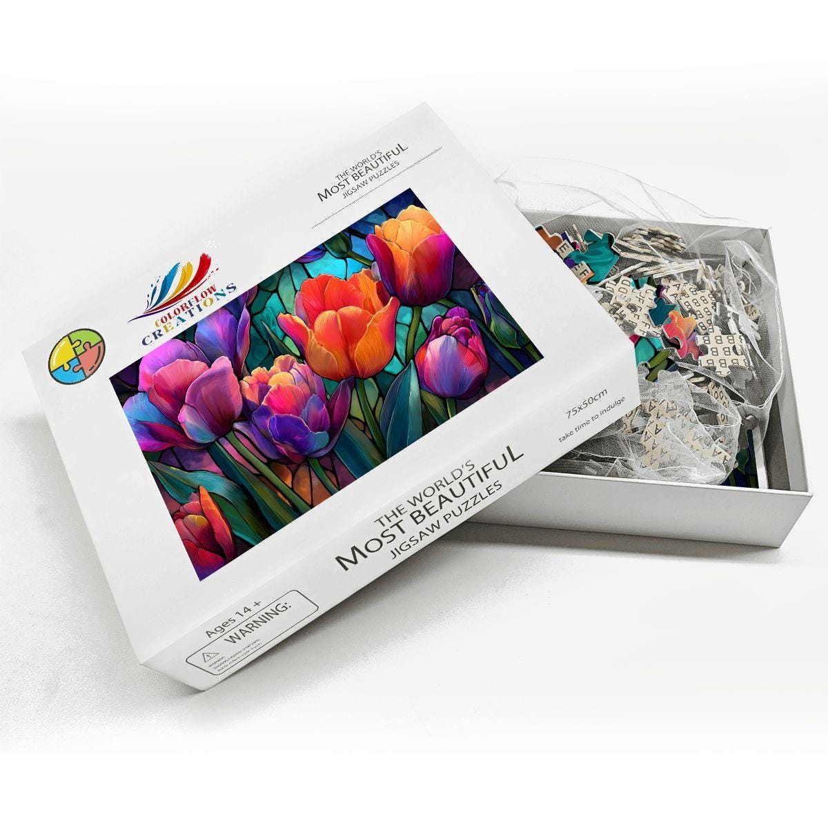 Stained Glass Tulip Puzzle: Colorful Floral Jigsaw Art