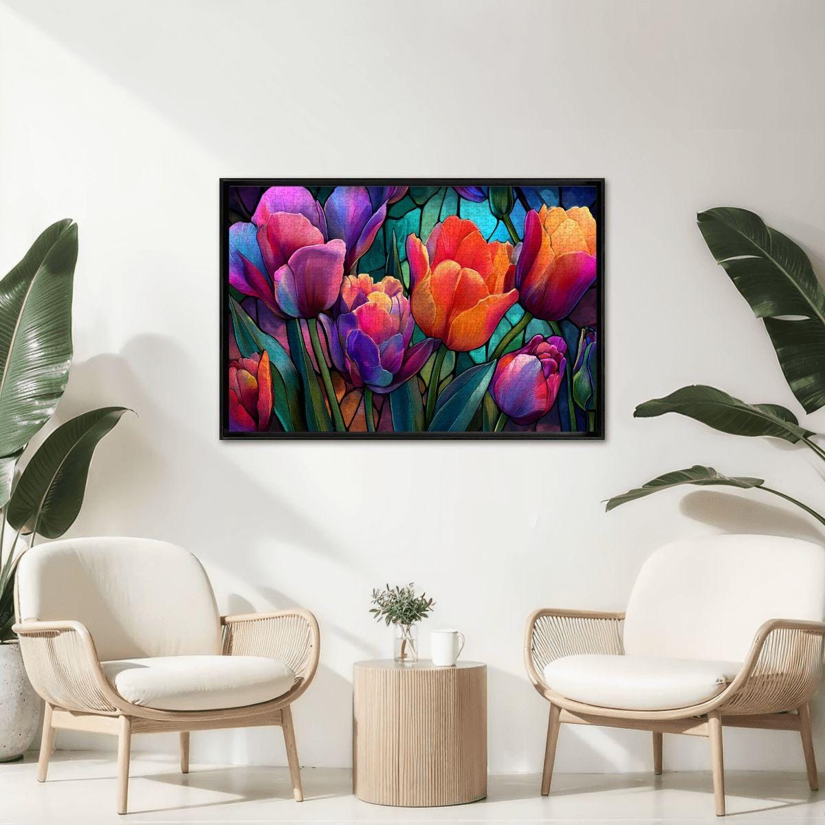 Stained Glass Tulip Puzzle: Colorful Floral Jigsaw Art