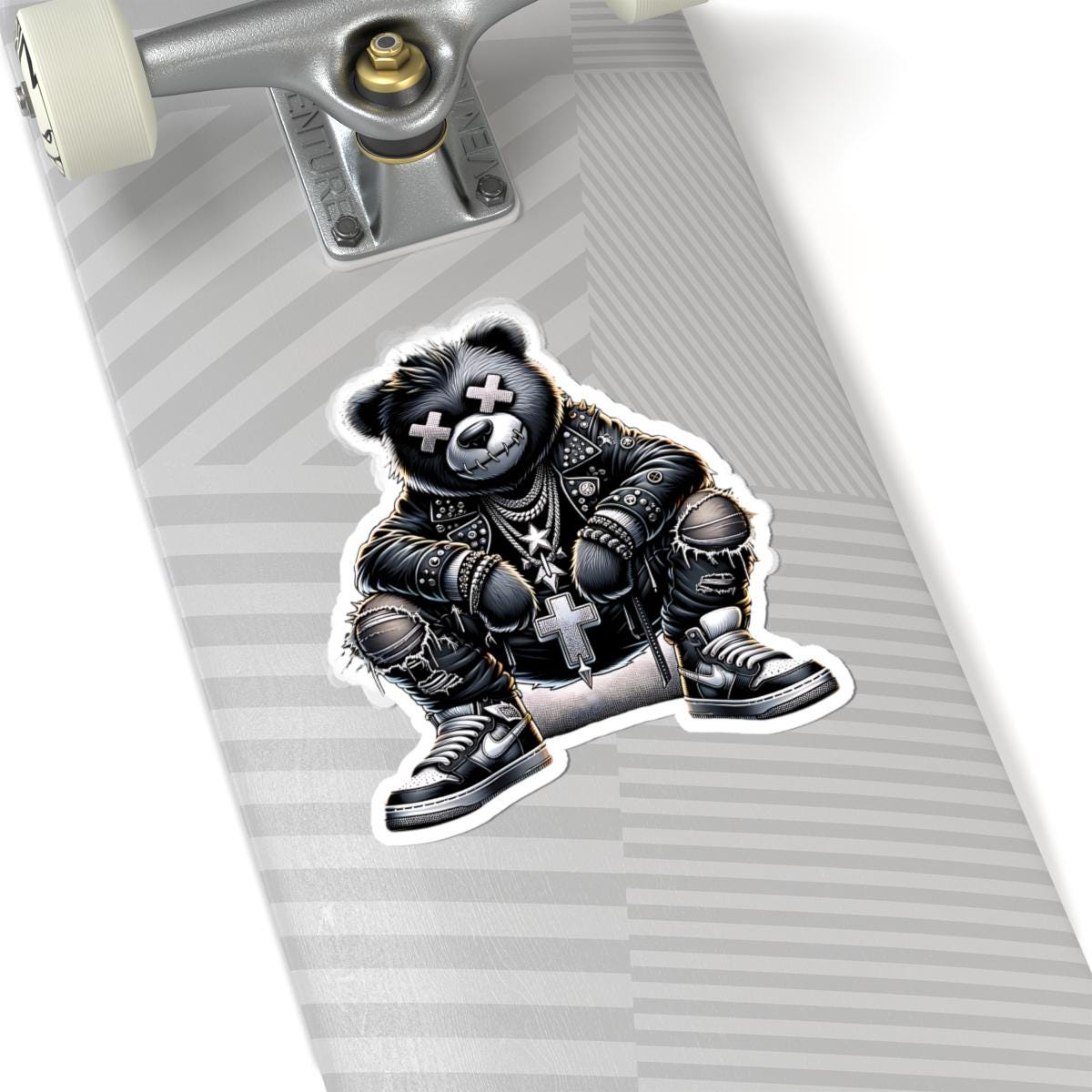 Gothic Punk Bear Vinyl Sticker: Waterproof Streetwear Decal