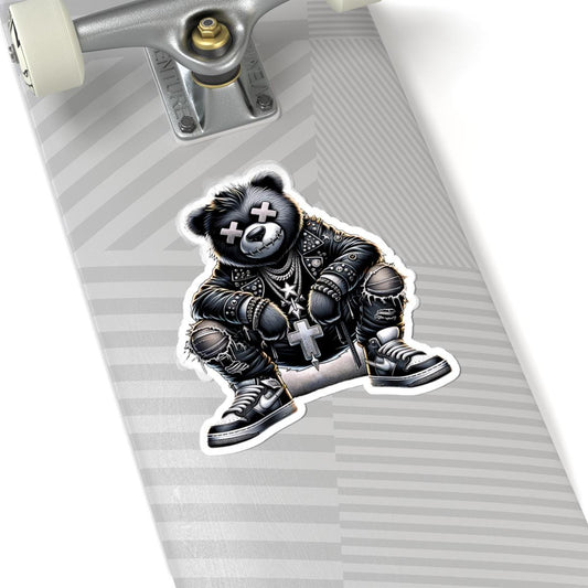 Gothic Punk Bear Vinyl Sticker: Waterproof Streetwear Decal