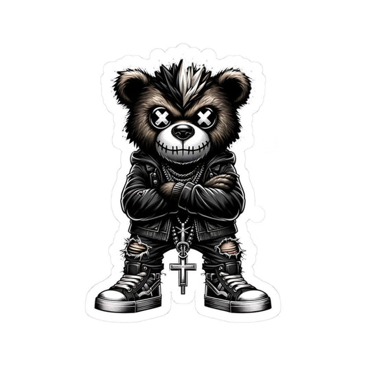 Punk Mohawk Bear Vinyl Sticker: Gothic Gamer Streetwear, Waterproof