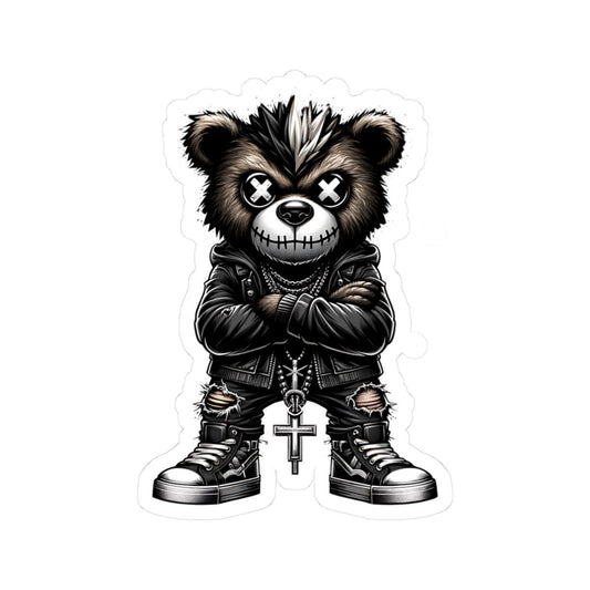 Punk Mohawk Bear Vinyl Sticker: Gothic Gamer Streetwear, Waterproof