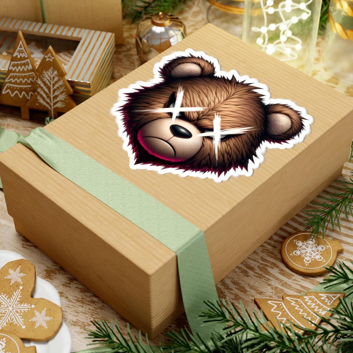 Angry Bear Vinyl Sticker: Gamer Streetwear Decal - Waterproof Glossy or Matte