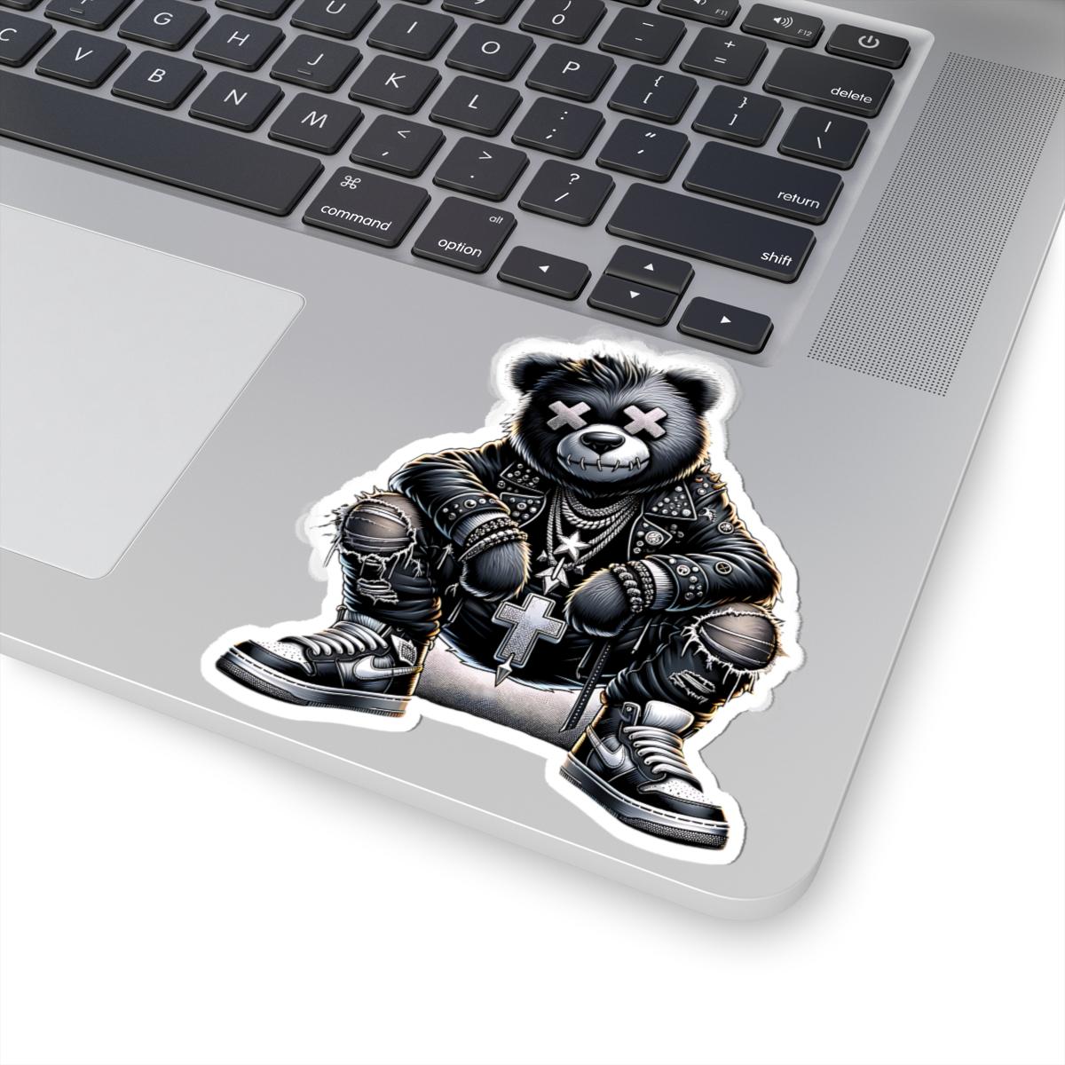 Gothic Punk Bear Vinyl Sticker: Waterproof Streetwear Decal