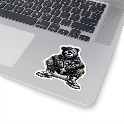 Gothic Punk Bear Vinyl Sticker: Waterproof Streetwear Decal