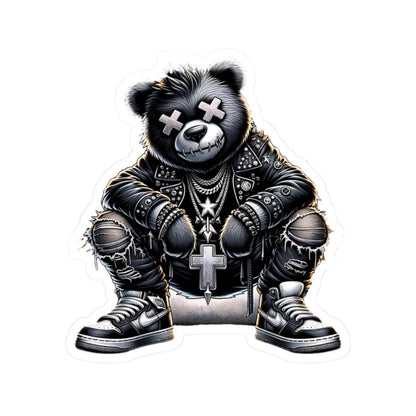 Gothic Punk Bear Vinyl Sticker: Waterproof Streetwear Decal