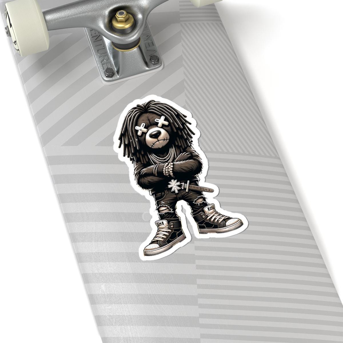 Dreadlock Bear Vinyl Sticker: Urban Streetwear, Gamer Style