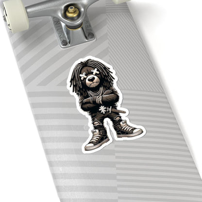Dreadlock Bear Vinyl Sticker: Urban Streetwear, Gamer Style