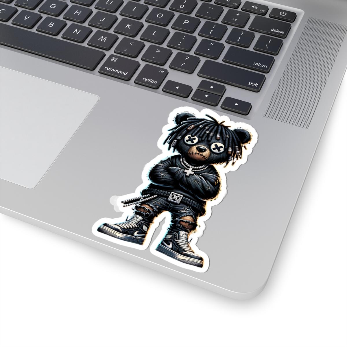 Streetwear Bear Vinyl Sticker: Urban Gothic Gamer Style