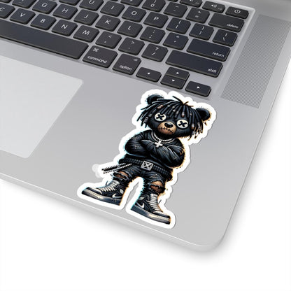 Streetwear Bear Vinyl Sticker: Urban Gothic Gamer Style